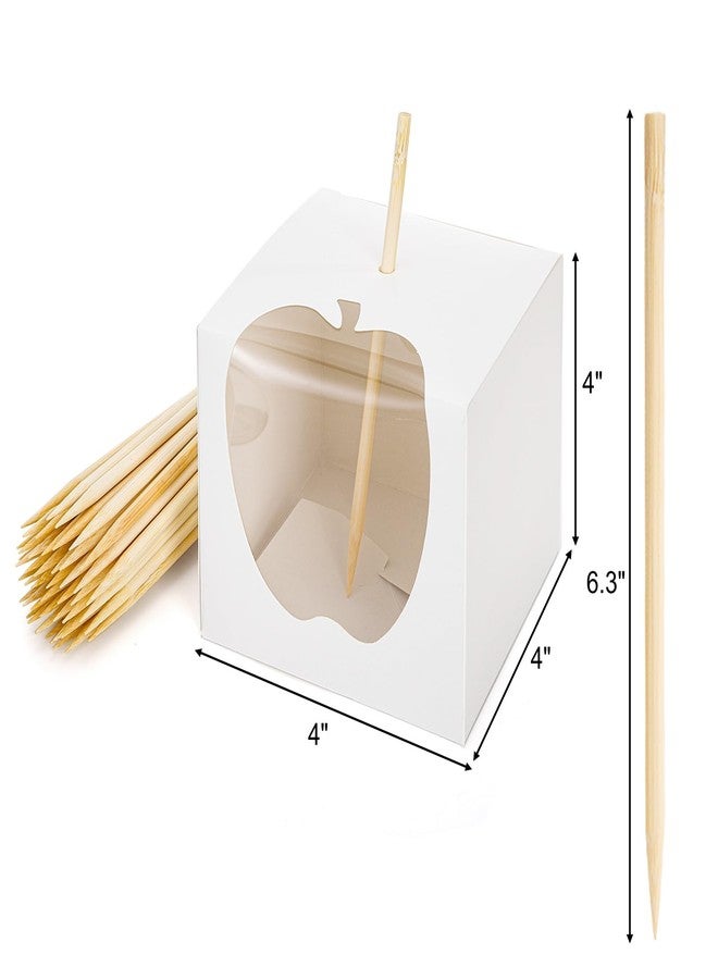 ZEAYEA 50 Pack 4"x 4"x 4" Candy Apple Boxes with Window and Sticks, Food Grade Caramel Apple Gift Boxes with Hole, Carboard Treat Favor Packaging for Halloween, Thanksgiving, Wedding, Party - Image 2